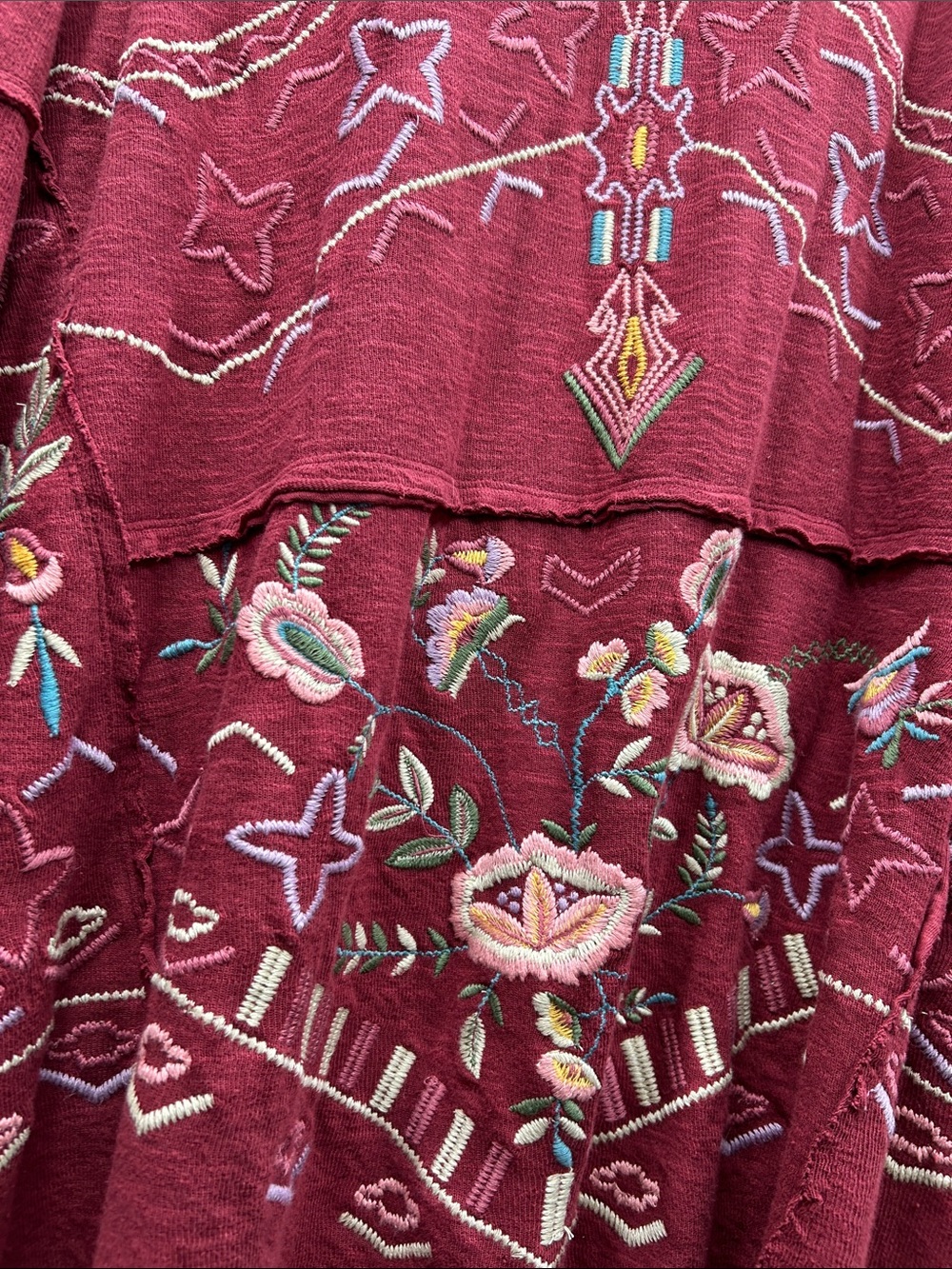 Coldwater Creek Burgundy Oversized Floral Embroidered Cardigan - Picture 11 of 14